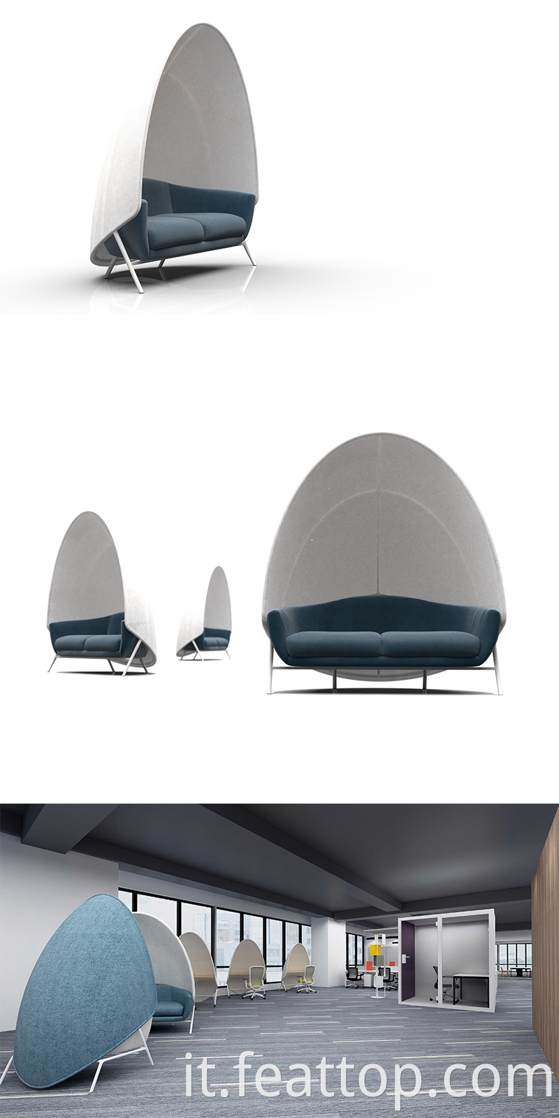 Design moderno in tessuto in tessuto di divano imbottito sedute /ufficio acustico Meeting Pod /Office Workstation